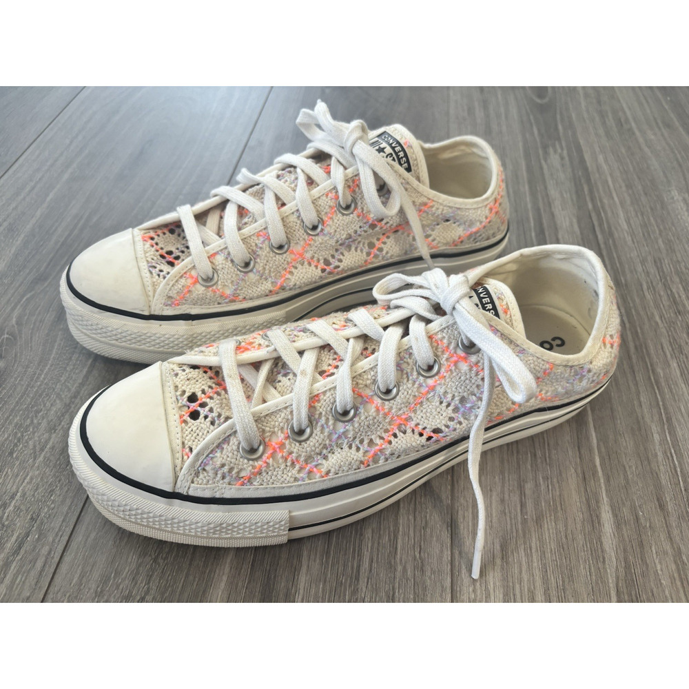 Converse Chuck Taylor Crochet Knit Platform Sneakers Women’s 9 Low Top Festival - Picture 2 of 10